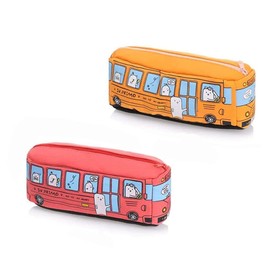 CAVLA 2 Pack Large Capacity Pencil Case, Bus Pencil Case, Portable Pen Pouch Storage Bag for Kids, Big Capacity Cute Pencil Case for Class Student Stationery Gifts School Supplies (Orange, red)