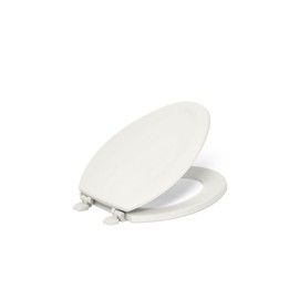 Kohler K-4647-47 Stonewood Molded-Wood with Color-Matched Plastic Hinges Elongated Toilet Seat, Almond
