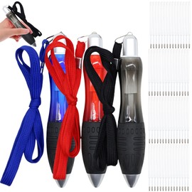 Vimmvid Pack of 3 Heavy Ballpoint Pens with Lanyard and 60 Replacement Pen Refills, Ballpoint Pen Thick Handle, Thick Help Write for Older Hand Tremors and Weak Hands