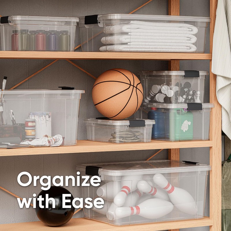 Superio Clear Storage Boxes with Lids, BPA Free Plastic Containers,