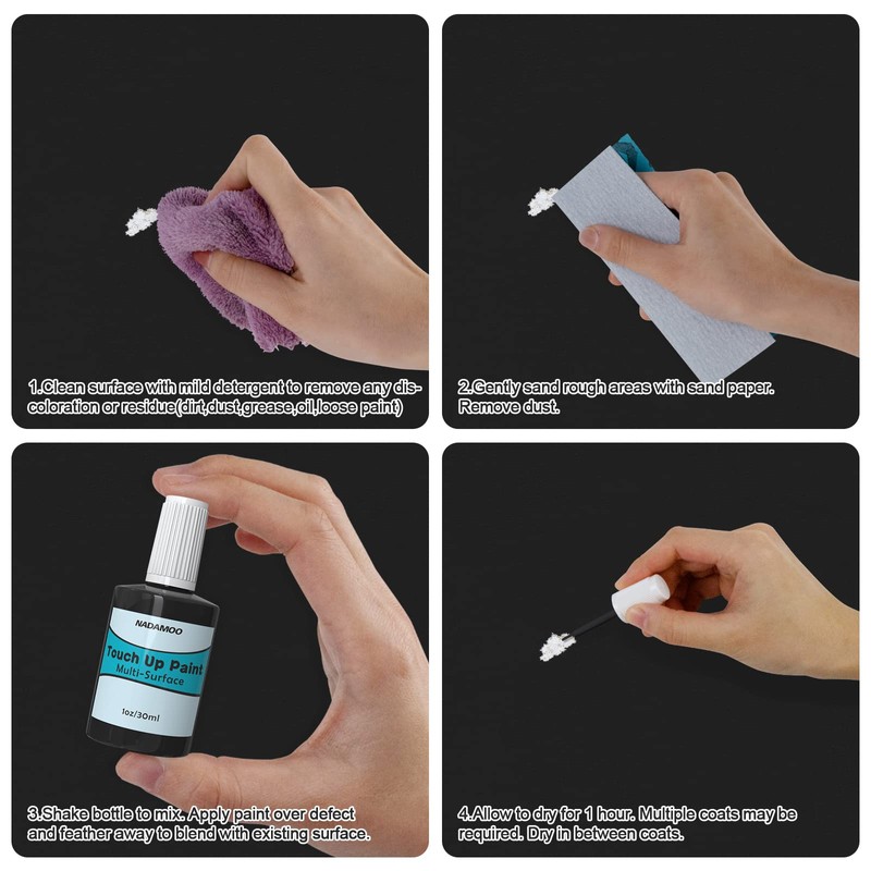NADAMOO Black Multi Surface Touch Up Paint, Interior and Exterior