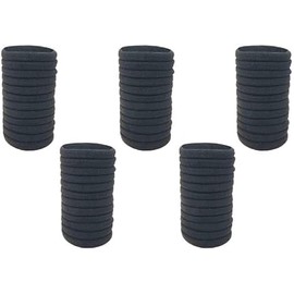 Accessorize Kingdom Hair Ties for Women, Girls, Kids, Soft Cotton Elastic Ponytail Holders, No-Damage Seamless Scrunchies, Pack for Thick (Black, 30)