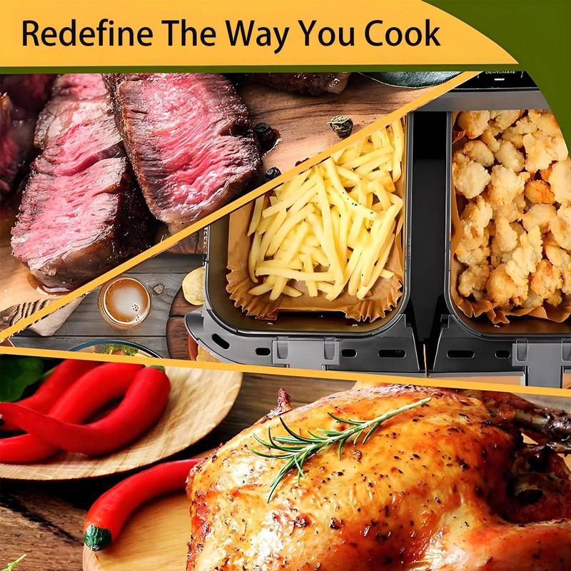 RUIFEN 200 Sheets Air Fryer Baking Sheets, 8.7 x 5.6