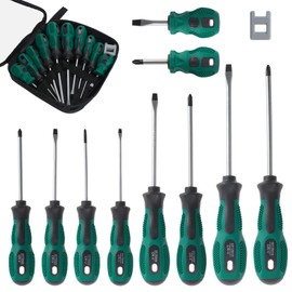 Moendergo 10-piece magnetic screwdriver set, includes 5 Phillips screwdrivers and 5 slotted screwdrivers, with magnetizer, screwdriver set for attaching and loosening