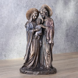 Veronese Design 8 5/8 Inch Holy Family Joseph Mary Holding Young Jesus Cold Cast Resin Antique Bronze Finish Sculpture