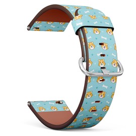 Compatible with Garmin Venu/Venu 2 Plus/Sq/Sq Music/Sq 2 / Sq 2 Music, 20 mm Replacement Leather Watch Band (Cute Cartoon Dog Animal Kids) Smartwatch Leather Strap Bracelet