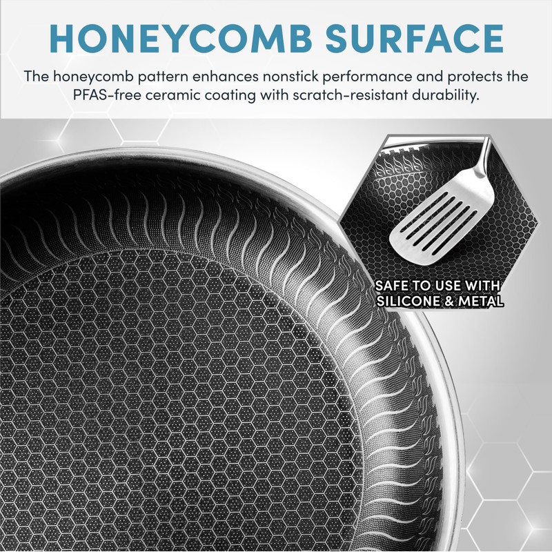 AROMA® 10-Inch Stainless Steel & Nonstick Ceramic Frying Pan with