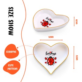 BJDAMAI Ladybugs Ring Holder Dish Tray, Gifts For Women Teens Girls Kids, Ladybugs Lovers Themed Stuff Accessories Things Decor Merch, Home Room Ring Earrings Necklace Organizer Holder!