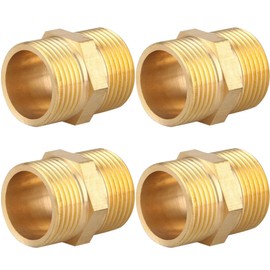 Double Nipple, Pack of 6, Two G1/2 Inch Male Threads (Diameter 20 mm), Brass, Hexagonal, Threaded Fitting, Connector Suitable for Drinking Water Systems