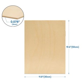 Plywood 12Pcs, 2MM 1/8" x 12" x 20" Inch,Perfect for Arts and Crafts, School Projects and DIY Projects,Baltic Birch Sheets, Perfect for Laser, CNC Cutting and Wood Burning