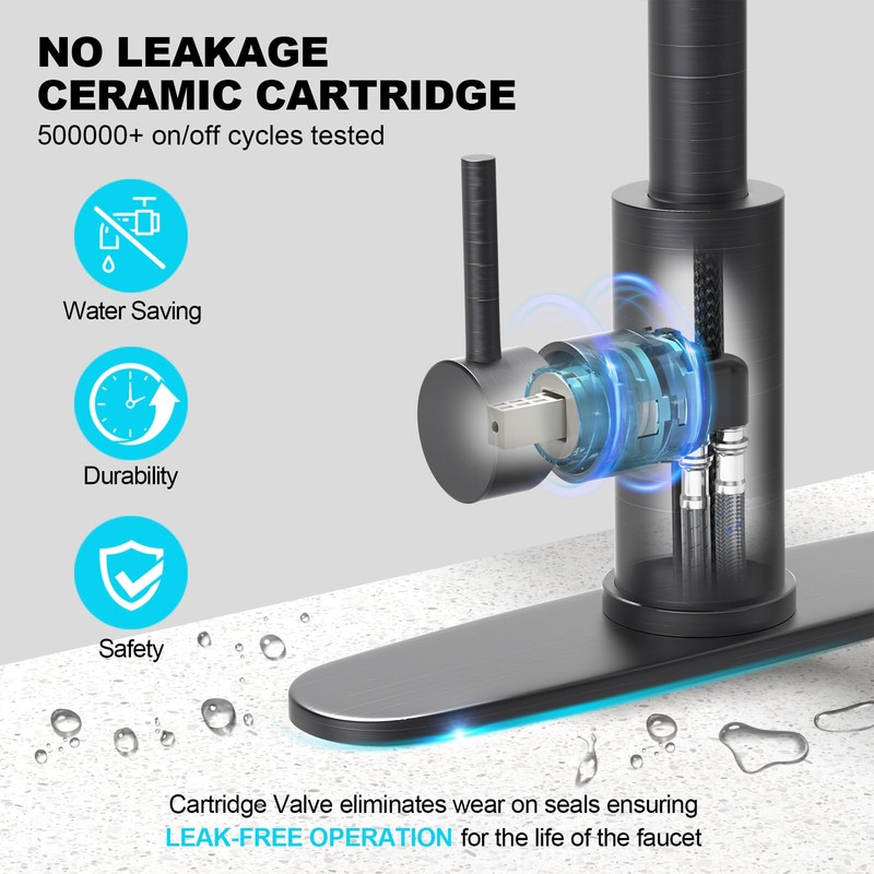 AVSIILE Single Hole Kitchen Faucets with Pull Down Sprayer, Single