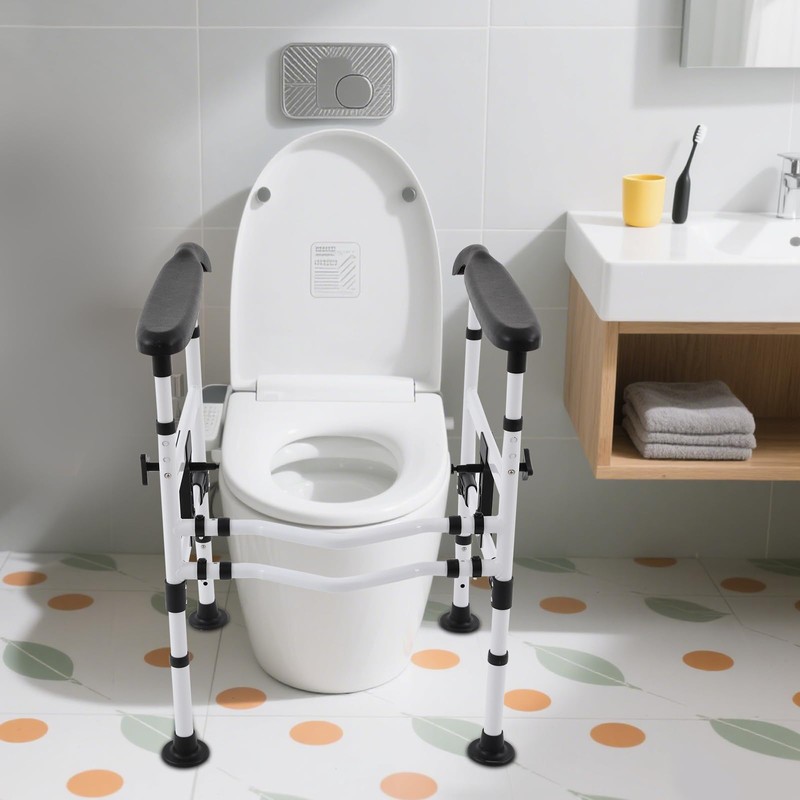 FiueStur Adjustable Toilet Safety Rails for Elderly Sturdy Support Frame