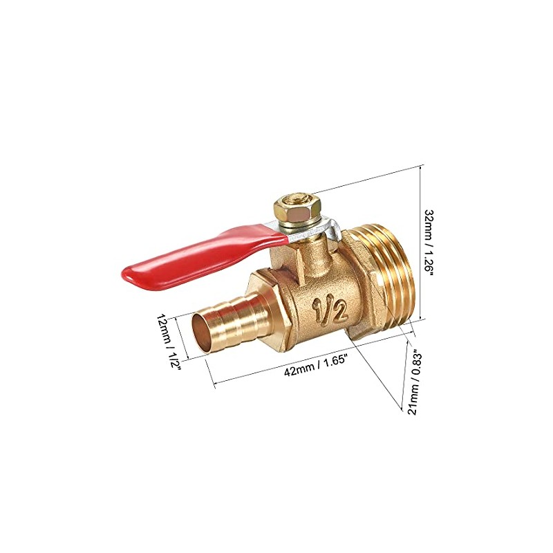 sourcing map Brass Air Ball Valve Shut-Off Switch 1/2 Inch