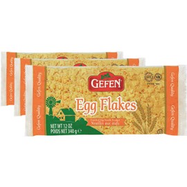 Gefen Enriched Egg Noodle Egg Flakes 12oz. (3 Pack) Square Shaped Farfel | Great in Soups, Makes the Perfect Side Dish | Certified Kosher