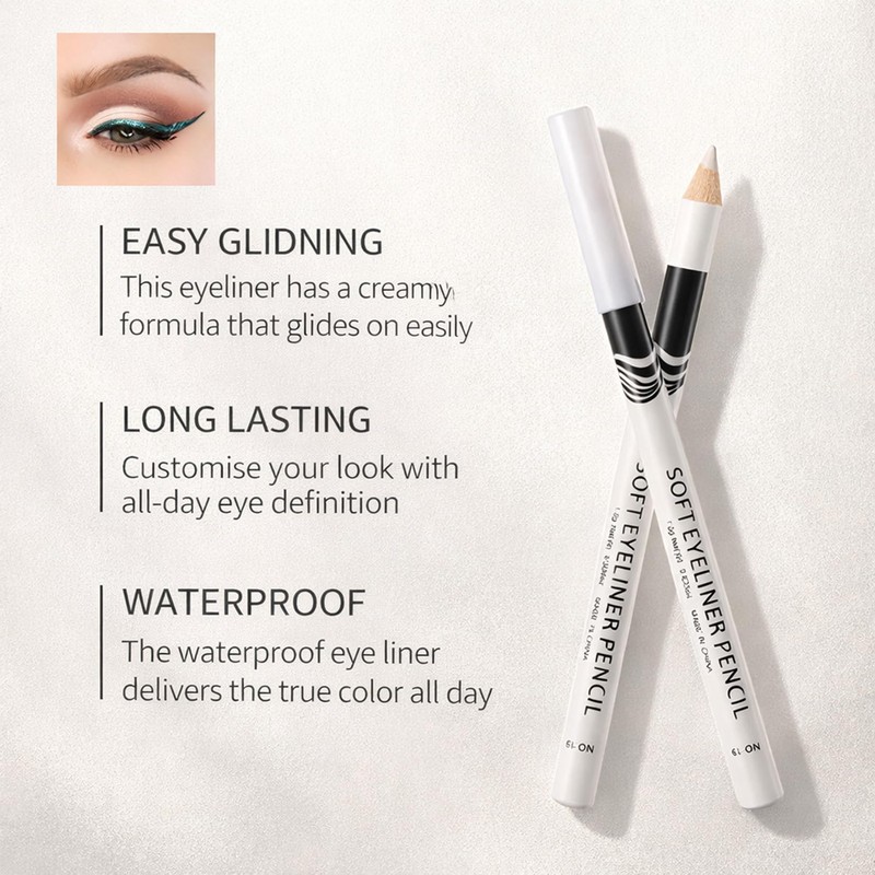 White Eyeliner Pencil Set, 6 Eye Liner Pencils With Sharpener,