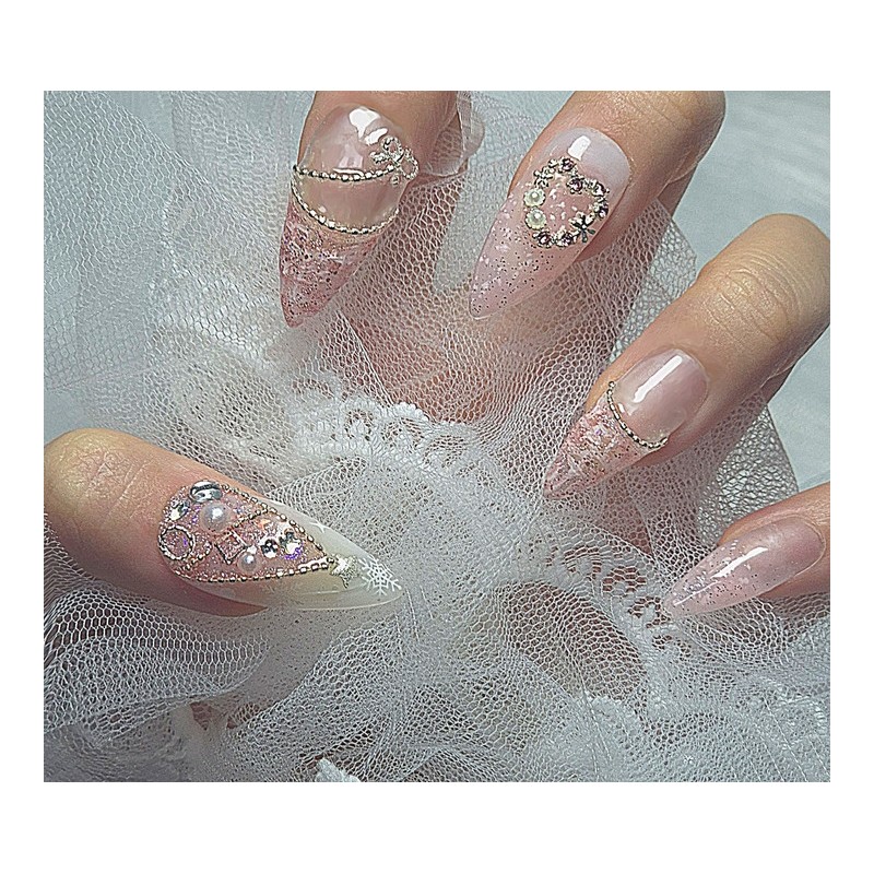 [In-store special discount]Pink Tree Tweed Winter Handmade Nail Tips -