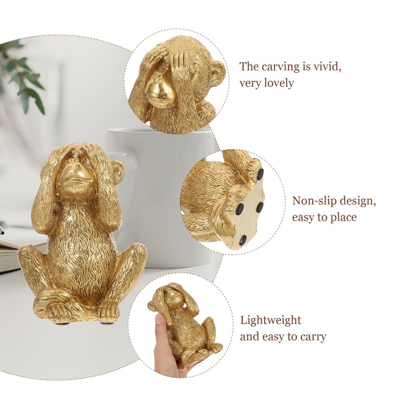 Housoutil Resin Monkeys, Nothing See Gold Monkey Statue, Evil Golden
