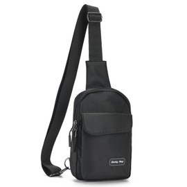 Seoky Rop Small Crossbody Bags for Women Men Nylon Water Resistant Sling Bag for Running Workout Travel, Black, Small, Sling Backpacks