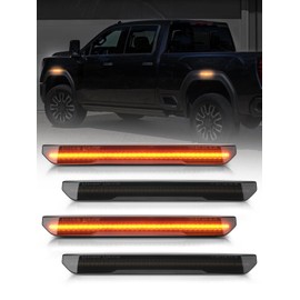 YEHERIT Upgrade Front & Rear Amber LED Fender Side Marker Light Compatible with GMC Sierra 2500HD 3500HD 2020-2025 Pickup Side Parking Position Turn Signal Lamp, Smoked Lens LED 4PCS