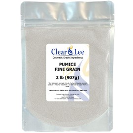 ClearLee Cosmetic Grade Pumice - 100% Pure Natural Grain/Powder - Great for Skin Exfoliation in DIY Soaps, Masks, Scrubs for Face, Body, Foot (2lb, Fine Grain)