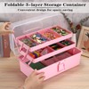 BTSKY 3-Layer 16-Inch Clear Plastic Dividing Storage Box Craft Organizer