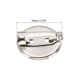 sourcing map 50Pcs Brooch Clasp Pins Disc Base 19mm Blank Trays for ID Badges Name Cards Tags DIY Craft, Silver Tone