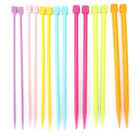 14Pcs Knitting Needles Colorful Plastic Needles Set Portable Single Pointed 9.5in Sweater Needle for DIY Knitting Craft