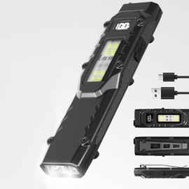 Kiavox Flat Flashlight Rechargeable, Super Bright EDC Tactical Flashlights with Built-in Battery, 6 Lighting Modes, LED Small Flashlight for Hiking, Hunting, Camping, Outdoor and Home Emergency Use