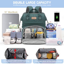 LexiRoman Diaper Bag Backpack, Multifunction Travel Back Pack Maternity Baby Changing Bags, Large Capacity, Waterproof and Stylish Cyan