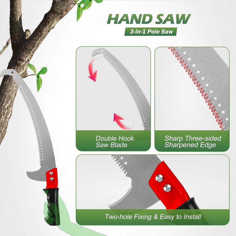 Walensee Pole Saws for Tree Trimming,7.2-27FT Extendable Tree Pruner,Manual Branch