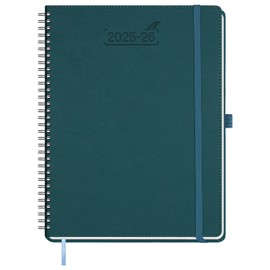 BEZEND Calendar 2025 2026 Weekly Planner A4, 18 Months July 25-Dec 26, Book Calendar Ring Binder PU Leather Soft Cover 1 Week 2 Pages with Pen Holder - Dark Green
