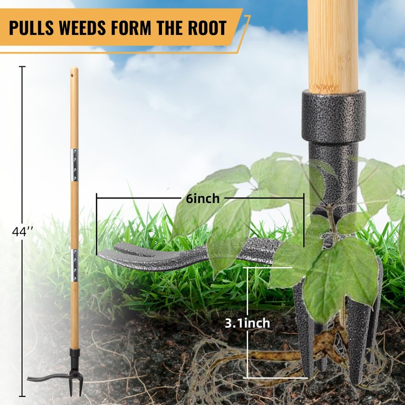 MASYHLEST Weed Puller Tool, Stand Up Weed Remover Tool with