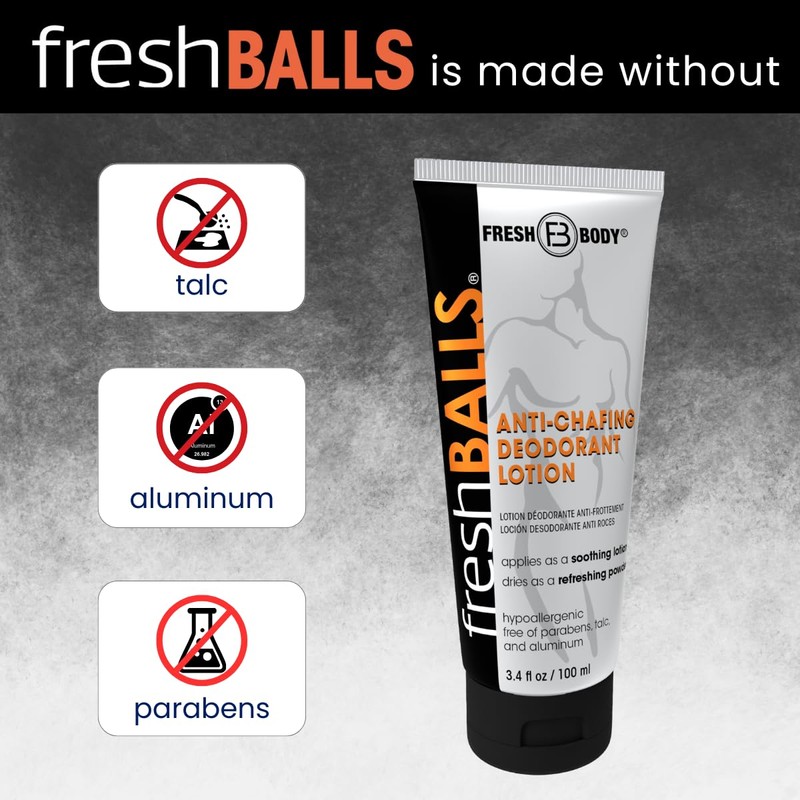 FRESH BALLS Lotion Anti-Chafing Cream Ball Deodorant for Men -