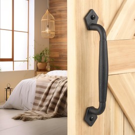 Eumtenr Rustic Barn Door Handle, 10" Heavy Duty Large Design Barn Pull Handle, for DIY Sliding Barn Door, Gate, Shed, Garage | Round Solid Metal Material, Matte Black Finish
