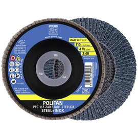 PFERD Polifan Serrated Washer, Pack of 10, PFC 115 x 22.23 mm Conical Z40 Start Line Start Steelox 69300936 - for Steel, Stainless Steel (INOX)