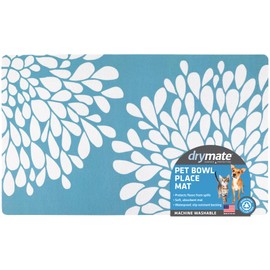 Drymate Pet Bowl Placemat, Dog & Cat Food Feeding Mat - Absorbent Fabric, Waterproof Backing, Slip-Resistant - Machine Washable/Durable (USA Made)