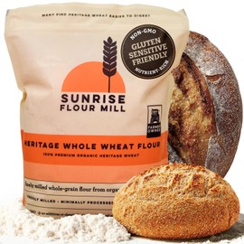 Sunrise Flour Mill Harina De Trigo Integral Orgánica Heritage - 2,2 Kg | Molida A Partir De Trigo Duro Rojo En 10 Días | Más Fácil De Digerir Y Con Menos Hinchazón | Sin Blanqueamiento | Harina Integr