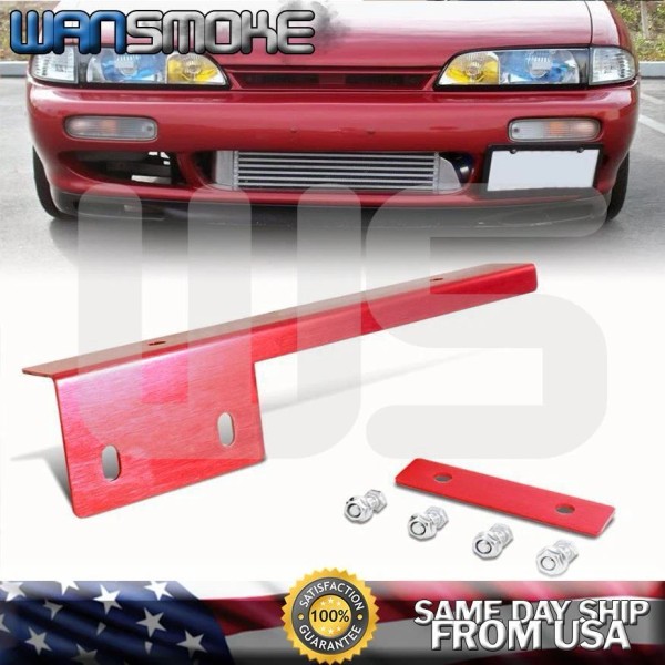 WANSMOKE New JDM Red Universal Front Bumper License Plate Relocator