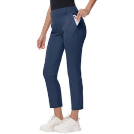 MIVEI Women's 27" Stretch Golf Pant - 7/8 Ankle Work Travel Teacher Casual Business Sweatpants with Belt Loops Zip Pockets