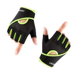 Weightlifting Gloves, Half Finger Gym Workout Gloves with Non-Slip Padded Palm Protection for Cycling and Gym Strength Training (M, Green)