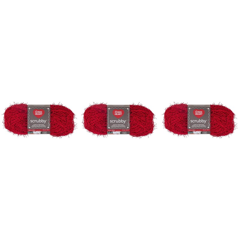 Red Heart Scrubby E833 Yarn, Cherry (3 Pack)