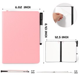 AGM Mini Whiteboard, Pink, Portable A5 Memo Board, Small Double-Sided Writing Whiteboard, No Magnet, 15 x 21 cm, Hard Shell for Office, School, Home - Includes 1 Marker with Eraser Tip