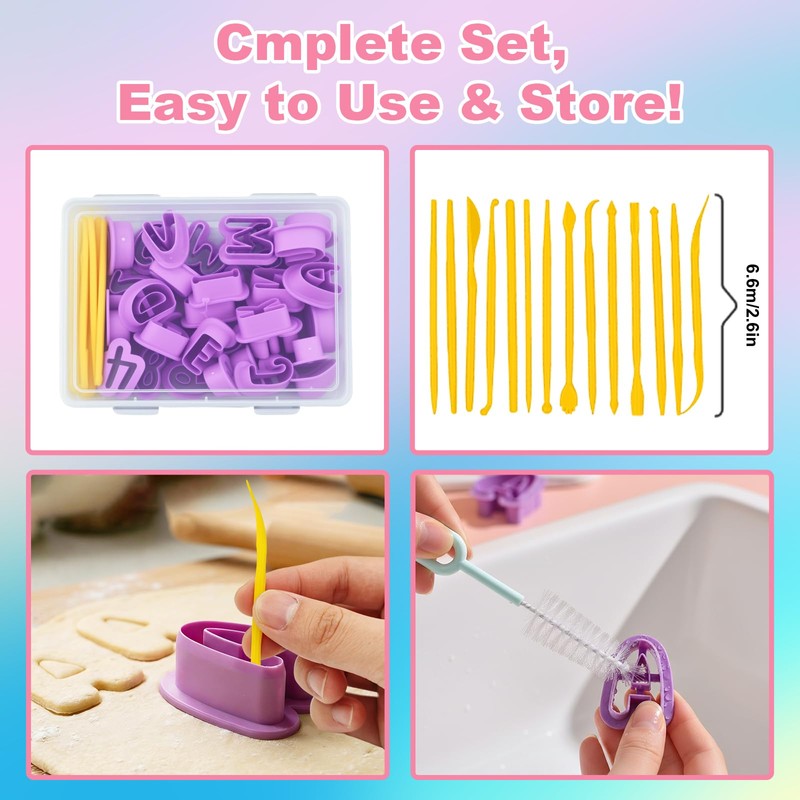 Fondant Letter Cutters, 40 Pcs Letter Cookie Cutters, Alphabet Cookie