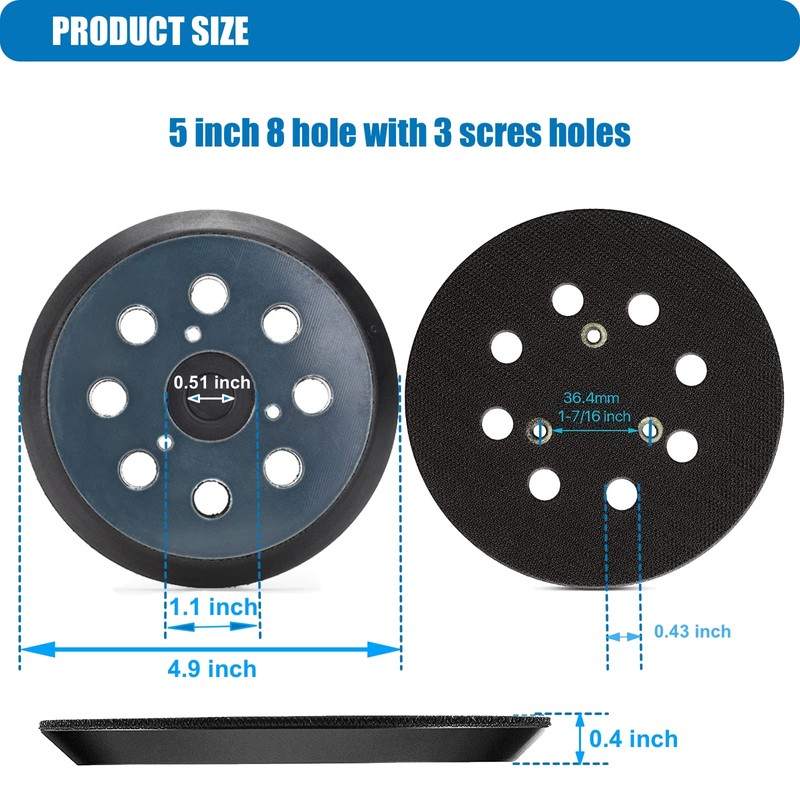 5" Sander Pad Replacement for DeWalt OE# 151281-08,Fits DW421,DW423,DW4388,D26451and D26453,Compatible