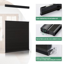 Tonature Room Darkening Door Blinds for Door Window Top Down Bottom Up Cellular Blinds for Glass Door 1" Honeycomb Fabric Thermal Insulated Energy Efficient for Indoor Windows, Custom Size, Black