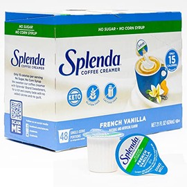 SPLENDA Taza de crema de café sin azúcar de una sola porción, vainilla francesa, 48 unidades, 624gr