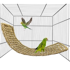 Bird Seagrass Mat 30" × 7" Parrot Natural Grass Woven Net Hammock Parakeet Climbing Rope Ladder Mat Chew Toys Cage Accessories for Pigeon Macaw Cockatiel Conure Budgie Cockatoo Rat Bearded Dragon