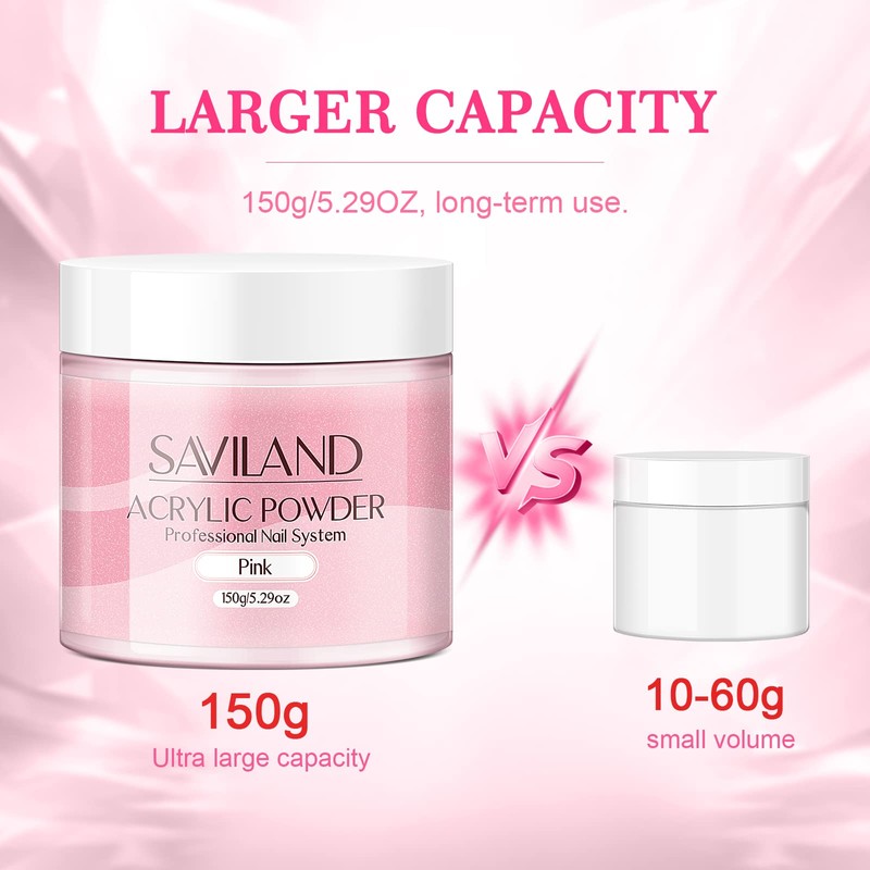 SAVILAND Acrylic Powder Nails 150 g Pink Acrylic Powder for