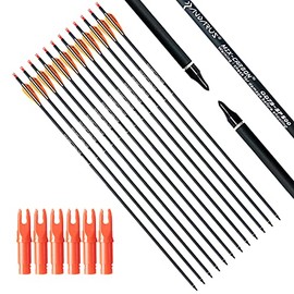PANDARUS Archery 30Inch Carbon Practice Hunting Arrows with Removable for Youth Compound & Recurve Bow Target Pack of 12 (Orange)