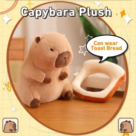 Acgtrick Cute Capybara Plush Soft Capybara Stuffed Animal with Bread Kawaii Capybara Doll Pillow Capybara Plushie Gifts for Kids Boys Girls 12 inch